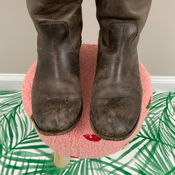 Frye Melissa Button Distressed Leather Knee-High Riding Boots Size 6.5 - Picture 6 of 12